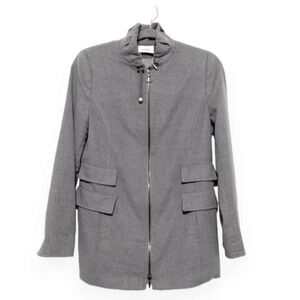 Akris Punto Light Gray Zip Front 100% Lightweight Wool Jacket Size 10